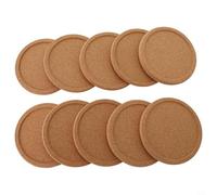 Lot de 5 sous-verres ronds en liège naturel - En bois - Antidérapant - Résistant à la chaleur - Absorbant - Pour café, thé, vin, bureau, bar - Imperméable - Protection des meubles - Diamètre : 10 cm