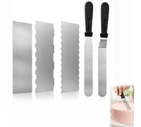 Lot de 5 spatules à gâteau en acier inoxydable avec bord lisse et dentelé | Avec spatule fine et carte à pâte, pour lisser la crème au beurre, pour la pâtisserie et la décoration de gâteaux