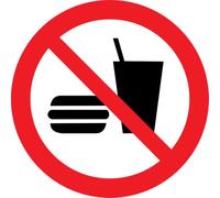 Lot de 5 Stickers Défense de Manger et Boire Ø10 cm - Pictogramme Nourriture Interdite