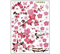 Lot de 5 stickers muraux motif petites fleurs de sakura, en PVC, pour chambre à coucher, salon, cuisine, décoration d'intérieur, DIY~01257