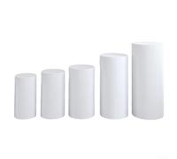 Lot de 5 supports cylindriques en polyester pour décoration de fête et de mariage Blanc