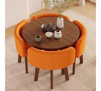 Lot de 5 tables de salle à manger rondes avec 4 chaises, petite 80 cm de large x 74,9 cm de haut, pour bureau, conférence, cuisine, salon et salon, orange