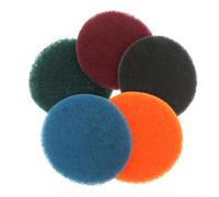 Lot de 5 tampons à récurer industriels ronds en nylon et 4 in / 100 mm | Tampon à récurer en velours de 10,2 cm, disque de polissage en nylon de 100 mm, et feuilles abrasives, nettoyage industriel