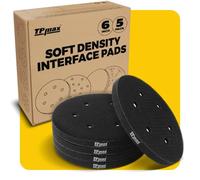 Lot de 5 tampons d'interface de ponçage de 150 mm, auto-agrippant, densité douce, 150 mm, coussinets en mousse à 6 trous pour ponceuse orbitale travail du bois
