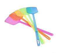 Lot de 5 tapettes à mouches manuelles avec long manche en plastique robuste pour la maison et le jardin Multicolore
