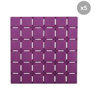 Lot de 5 Tapis antidérapants de douche ou baignoire Caoutchouc QUADRO 13x13cm Violet MSV