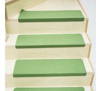 Lot de 5 tapis de protection antidérapants pour marches d'escalier en bois - Broderie florale - 20,3 x 55,9 cm - Vert clair
