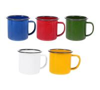 Lot de 5 Tasses Émaillées Rétro, Petites, Rondes, Faciles à Nettoyer | Bord Large, Effet Thermique, Finition Vintage Soignée, pour Boisson Quotidienne et Service Élégant Couleur Aléatoire