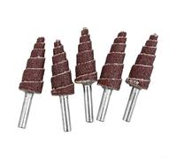 Lot de 5 têtes coniques coniques de ponçage pour papier abrasif - Tige de 6 mm - Grain 80 - Pour une utilisation avec une perceuse manuelle droite - Perceuse pneumatique - Convient pour le polissage