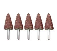 Lot de 5 têtes coniques coniques pour meulage de papier abrasif - Tige de 6 mm - Accessoires de polissage pour bois, métal, plastique, perceuse électrique, meuleuse droite - Kit d'outils pneumatiques