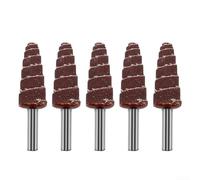 Lot de 5 têtes coniques coniques pour meulage de papier abrasif - Tige de 6 mm - Accessoires de polissage pour bois, métal, plastique, perceuse électrique, meuleuse droite - Kit d'outils pneumatiques