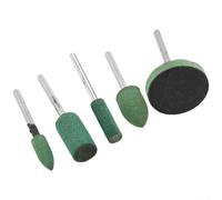 Lot de 5 têtes de meulage en caoutchouc pour outils rotatifs, tige de 3 mm en alliage pour enlever la rouille et la fabrication de bijoux, cône cylindrique en forme de T, vert