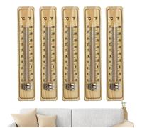 Lot de 5 thermomètres muraux,thermomètres d'ambiance, thermomètres d'intérieur en bois pour cuisine,thermomètres à effet