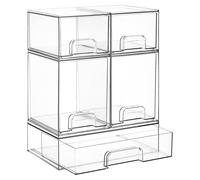 Lot de 5 tiroirs de rangement transparents et empilables, organisateur de maquillage en acrylique pour la salle de bain