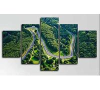 Lot de 5 toiles murales à 5 panneaux - Peinture sur toile - Piste de rallye Nurburgring - Paysage naturel - Pour chambre à coucher, couloir, salon, bureau - Grande taille - Œuvre d'art encadrée