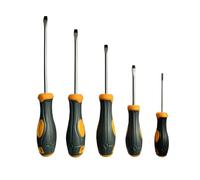 Lot de 5 tournevis à pointe magnétique à tête plate - 3 x 75 mm, 5 x 75 mm, 6 x 100 mm, 6 x 125 mm, 6 x 150 mm - Pour la maison, l'automobile et les projets de bricolage
