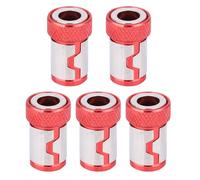 Lot de 5 tournevis avec anneau magnétique antidérapant en alliage d'aluminium, accessoires pour embouts de tournevis 1/4, fonctionne avec des outils électriques, installation de (Rouge)