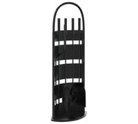 Lot de 5 ustensiles de cheminée en acier avec support - 23 x 15 x 66 cm - Outil de cheminée pour cheminée, poêle à carreaux et foyer pour nettoyage des cendres et poêle à bois, tisonnier