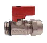 Lot de 5 Vanne à bille sphérique 1/2"x16 pour tube PER Ø16 Rouge