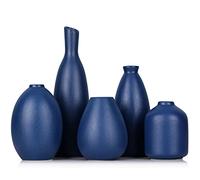 Lot de 5 vases bourgeons en céramique Bleu, décor de Ferme, cheminée, Manteau et étagère, décoration de la Maison pour Salon, entrée, Salle de Bain, Cuisine et Bureau, décoration de Table Basse