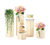 Lot de 5 vases en carton pour mariage - Pliables - Présentoir de colonne avec couvercle en acrylique - Décoration de mariage - Cylindre - 20/40/60/80/100 cm