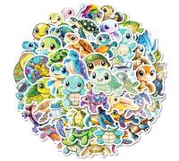 Lot de 50 adorables autocollants tortues de mer imperméables en vinyle pour ordinateur portable, scrapbooking, bouteille d'eau, étui de téléphone, voyage, vélo, bagages, pour enfants, adolescents