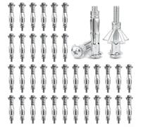 Lot de 50 ancrages muraux creux M4 x 38 mm en métal galvanisé pour cloison sèche, brique fine, fixation sécurisée, boulons d'expansion plaqués zinc, argenté (*38)