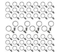 Lot de 50 anneaux de rideau avec clips, anneau de rideau en métal inoxydable, 25 mm de diamètre pour accrocher des rideaux lourds Ensemble de tringles et rideaux - Argent