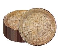 Lot de 50 assiettes en carton à grain de bois rustique jetables de 22,9 cm (grain de bois 02)