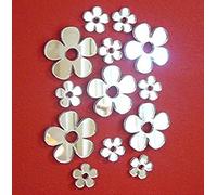 Lot de 50 autocollants de miroir en forme de petites fleurs, différentes tailles pour chambre d'enfant, décoration d'intérieur, loisirs créatifs et scrapbooking