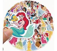 Lot de 50 autocollants en vinyle imperméables Disney Princess sous licence officielle (Cend rillon, Aurore, Ariel, Belle, Jasmine, Mu lan, Tiana) pour bouteilles d'eau, ordinateurs portables, téléphon