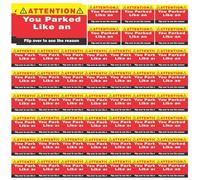 Lot de 50 autocollants humoristiques « You Parked Like An Idiot Cards » - Faux billet de stationnement - Cartes de visite avec boîte à contrôle de causes multiples - Accessoires de voiture - Cadeau