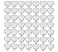 Lot de 50 ballons argentés en forme de cœur en Mylar pour décorations de fête d'anniversaire, mariage, fiançailles, Saint-Valentin, vacances, spectacle, activités de fête - 25,4 cm