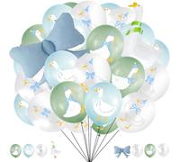 Lot de 50 ballons en forme d'oie : ballons en latex avec nœud en forme d'oie - Décoration d'anniversaire pour garçon - Décorations d'anniversaire pour fête prénatale - Bleu