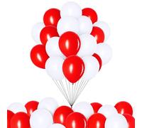 Lot de 50 ballons rouges et blancs sur le thème de l'Angleterre 30,5 cm pour la coupe du monde de la FIFA 2026 - Décorations de fête en latex pour événements sportifs, célébrations des fans et fêtes