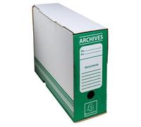 Lot de 50 Boîte à archives en carton, format 25x34, dos de 100, coloris vert