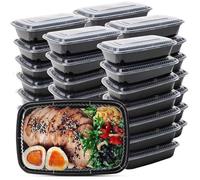 Lot de 50 boîtes à repas de 946 ml avec couvercles, boîtes à bento jetables plastique réutilisables, sans BPA, passent micro-ondes