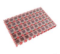 Lot de 50 boîtes de rangement en plastique pour composants SMD avec rebord élastique pour résistances, condensateurs, conteneur pour bricoleurs professionnels (rouge)