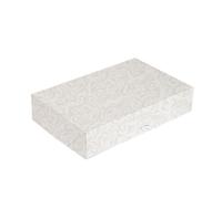 Lot de 50 boîtes de restauration plates « Thepack Damas » 250 g/m² 19 x 28 x 6 cm Blanc