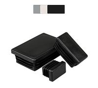 Lot de 50 Bouchons pour Tubes rectangulaires, 20x10mm-60x40mm, différentes Couleurs, Patin Chaise, Patin Meuble, Cache Trou, Protection Pied de Chaise (Dimension extérieur: 20x15x1,5-2mm, Noir)