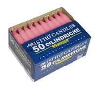 Lot de 50 bougies cylindriques diamètre 2,1 cm hauteur 16 cm - Durée 5 heures - Couleur rose antique
