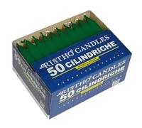 Lot de 50 bougies cylindriques diamètre 2,1 cm hauteur 16 cm - Durée 5 heures - Couleur vert foncé - Cereria Di Giorgio