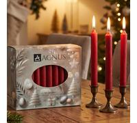Lot de 50 bougies de Noël rouges foncées de 11,4 cm 100 % naturelles Baumkerzen - Carillon de Noël pyramide - Sans fumée, sans goutte, flamme dorée - Bâton de table, casher, non parfumé