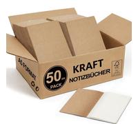 Lot de 50 carnets A5, lignés, en papier kraft, reliés cousus, 60 pages, 80 g/m², couleur beige, format plat