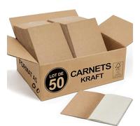 Lot De 50 Carnets Kraft A5, 60 Pages Quadrillées, 21x14 cm, Cahiers Kraft | Couverture Kraft Naturelle, Papier 80 g/m², Pour Écoles, Bureaux, Classes, Ateliers, Notes, Croquis, Réunions Et Devoirs