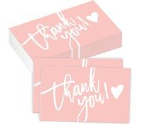 Lot de 50 cartes de remerciement, emballage de remerciement avec enveloppes, rose élégant pour anniversaire d'enfants, cartes de vœux vierges pour notes de remerciement personnalisées