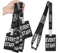 Lot de 50 cartes d'événement avec cordons pour carte d'identité, événement, crochet pivotant en métal pour arrière-scène, concert, fête, anniversaire, jeux, porte-badge (noir)