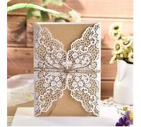 Lot de 50 cartes dinvitation dcoupes au laser avec inserts en carte Kraft marron pour mariage fte prnatale multicolore FAIRE-PART