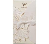 Lot de 50 cartes d'invitation de mariage avec corps intérieur vierge, cartes d'invitation pour mariage, anniversaire (Blanc)