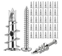 Lot de 50 Chevilles Métalliques Autoperceuses pour Plaques de Plâtre | Fixations Murales en Alliage de Zinc Pose Rapide Sans Préperçage, Pour Cloisons Sèches et Travaux de Bricolage